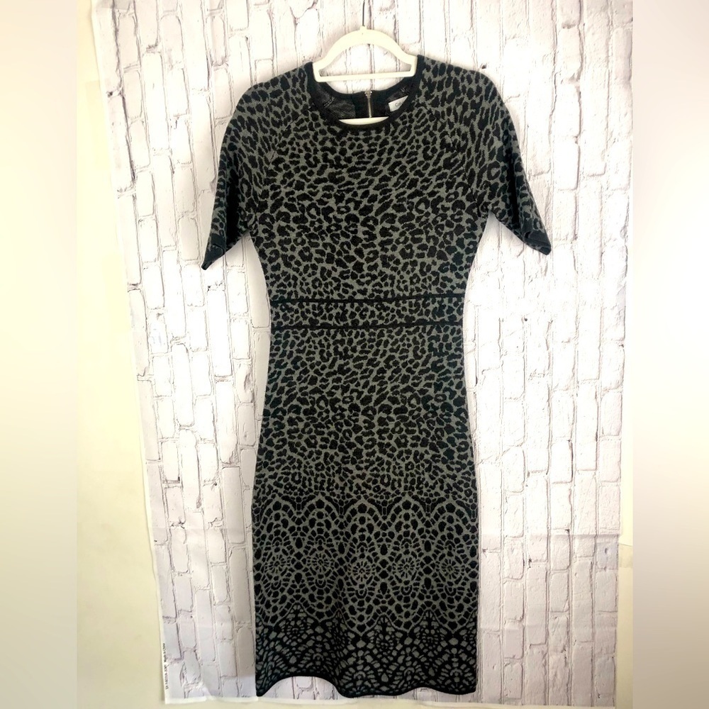 Calvin Klein Black and Gray Patterned Dress